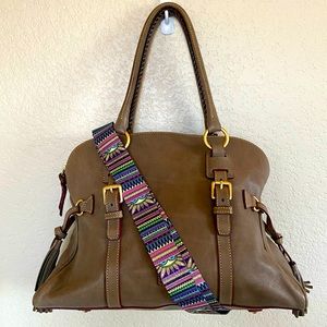 Dooney & Bourke Leather Domed Buckle Satchel Taupe
